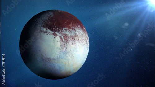 Fototapeta Naklejka Na Ścianę i Meble -  dwarf planet Pluto lit by the Sun