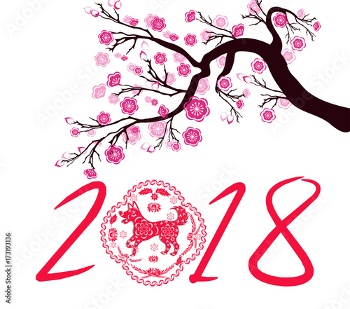 Happy  Chinese New Year  2018 year of the dog.  Lunar new year .