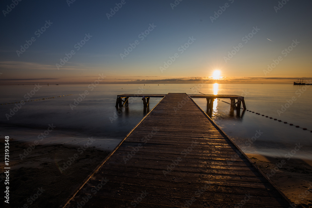 sunrise over the sea. Sopot