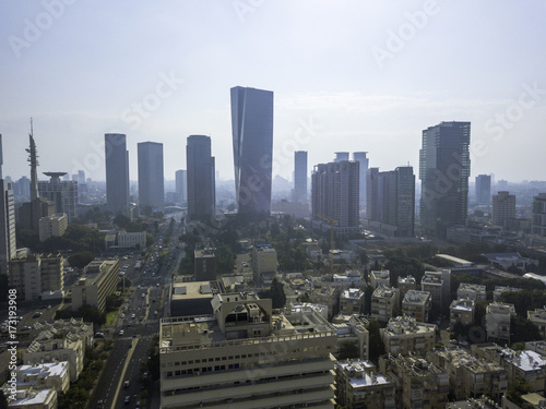 Tel Aviv skyline - Aerial photo of Tel Aviv s center. Habima  Rothschild blvd area 