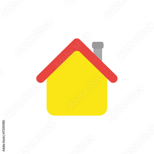 Flat design style vector of house with red and flue