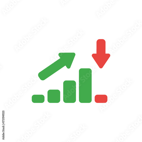 Flat design style vector concept of sales or value bar chart moving up and down