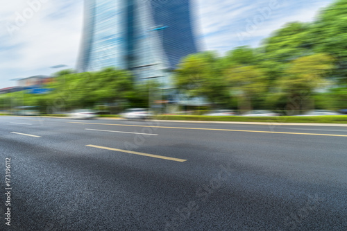 empty road and modern office buildings.