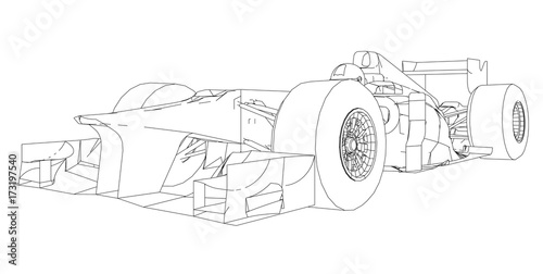 Race car. Wire-frame. EPS10 format. Vector created of 3d