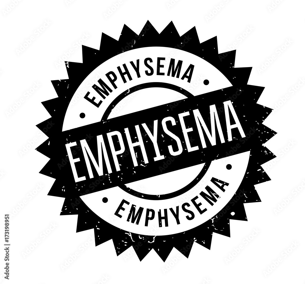 Emphysema rubber stamp. Grunge design with dust scratches. Effects can be easily removed for a clean, crisp look. Color is easily changed.