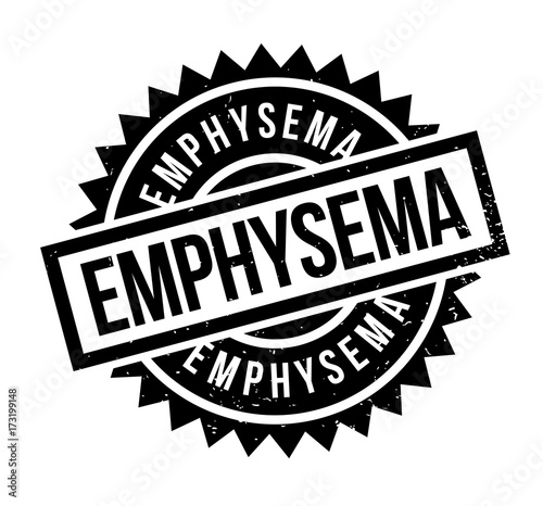 Emphysema rubber stamp. Grunge design with dust scratches. Effects can be easily removed for a clean, crisp look. Color is easily changed.