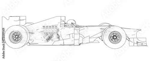 Race car. Wire-frame. EPS10 format. Vector created of 3d