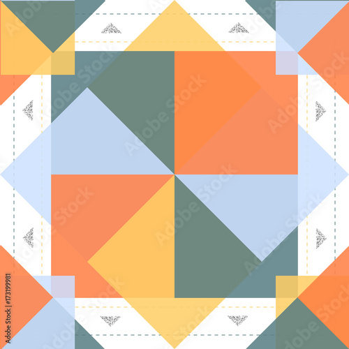seamless colorful native pattern with silver glitter on white background
