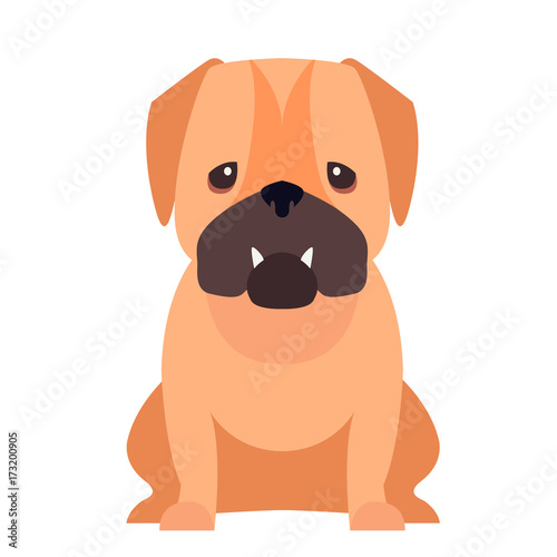 Cute Pug Dog Cartoon Flat Vector Icon