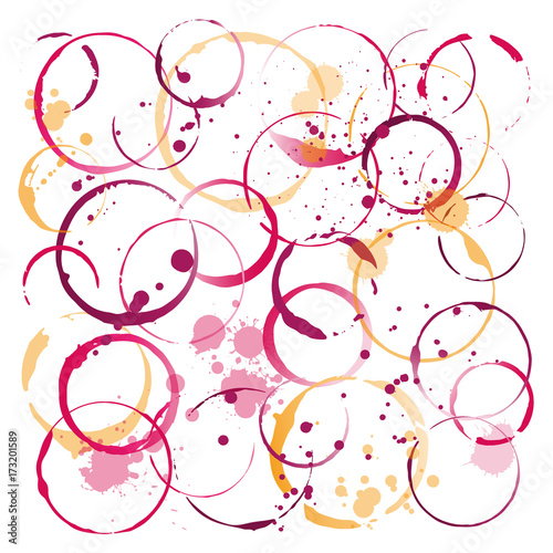 Set of wine stains and splatters. Vector illustration.