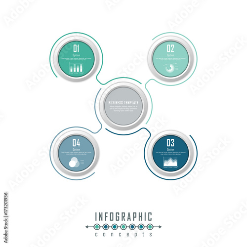 Abstract infographic timeline business template with options, parts, steps or processes. Vector infographic illustration can be used for chart, diagram, web design, presentation, workflow layout