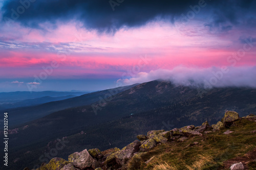 Obraz na płótnie Stromy Sunset @Szrenica/Karkonosze w salonie