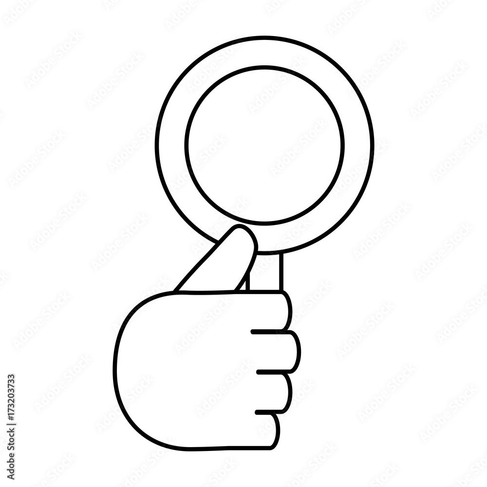 hand holding a magnifying glass icon over white background vector illustration hand holding a magnifying glass icon over white background vector illustration