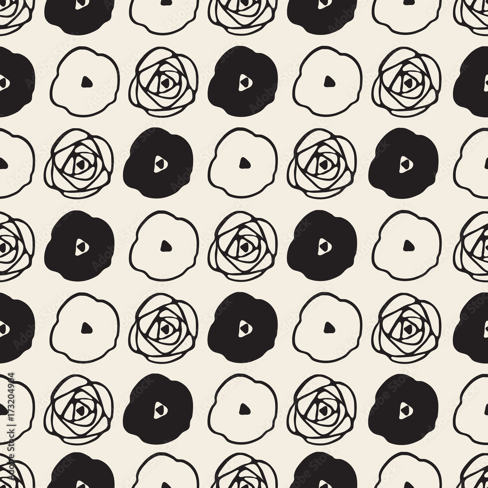 seamless monochrome abstract flower pattern background