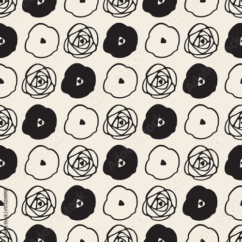Obraz na płótnie seamless monochrome abstract flower pattern background w salonie