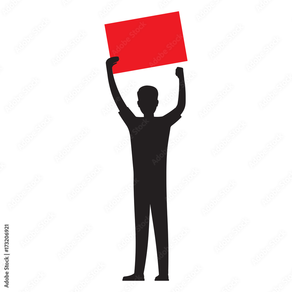Man Silhouette with Red Paper Sheet Vector Man Silhouette with Red Paper Sheet Vector