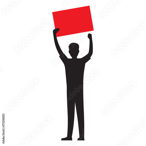 Man Silhouette with Red Paper Sheet Vector
