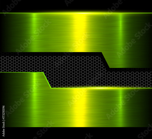 Metal background, green polished metallic texture