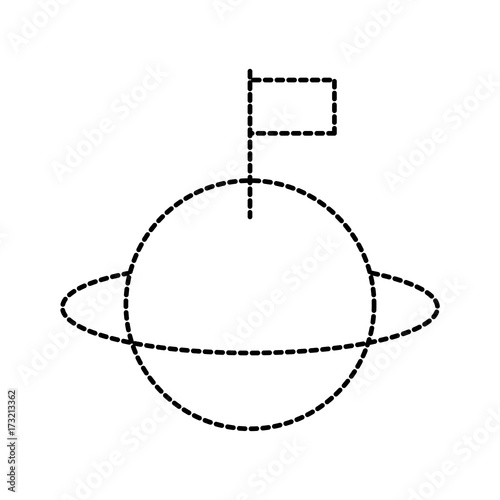 space universe saturn with flag colonization vector illustration