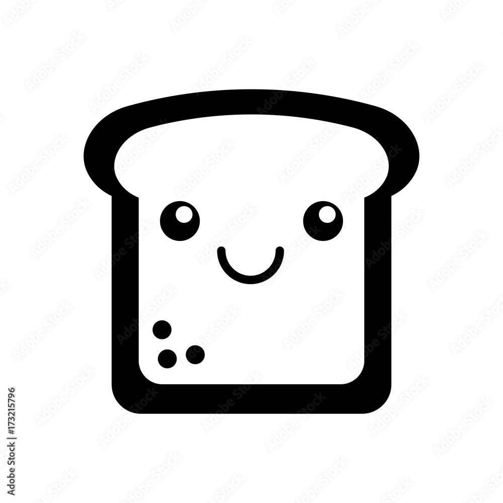 kawaii slice bread funny cartoon vector illustration Stock Vector ...