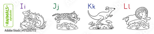 Animals alphabet or ABC. Coloring book