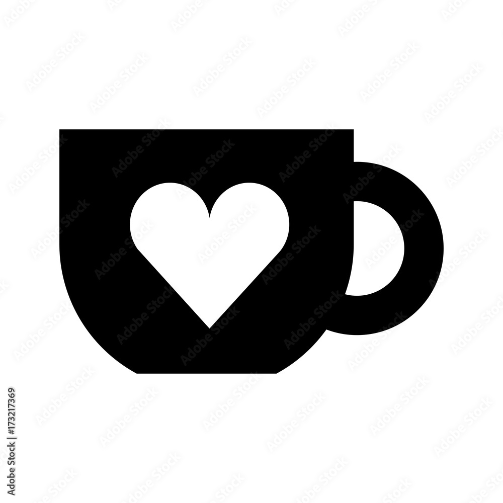 cute coffee cup heart handle hot drink vector illustration cute coffee cup heart handle hot drink vector illustration