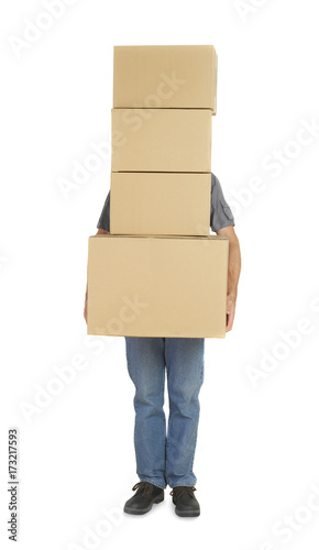 Man with moving boxes © goir