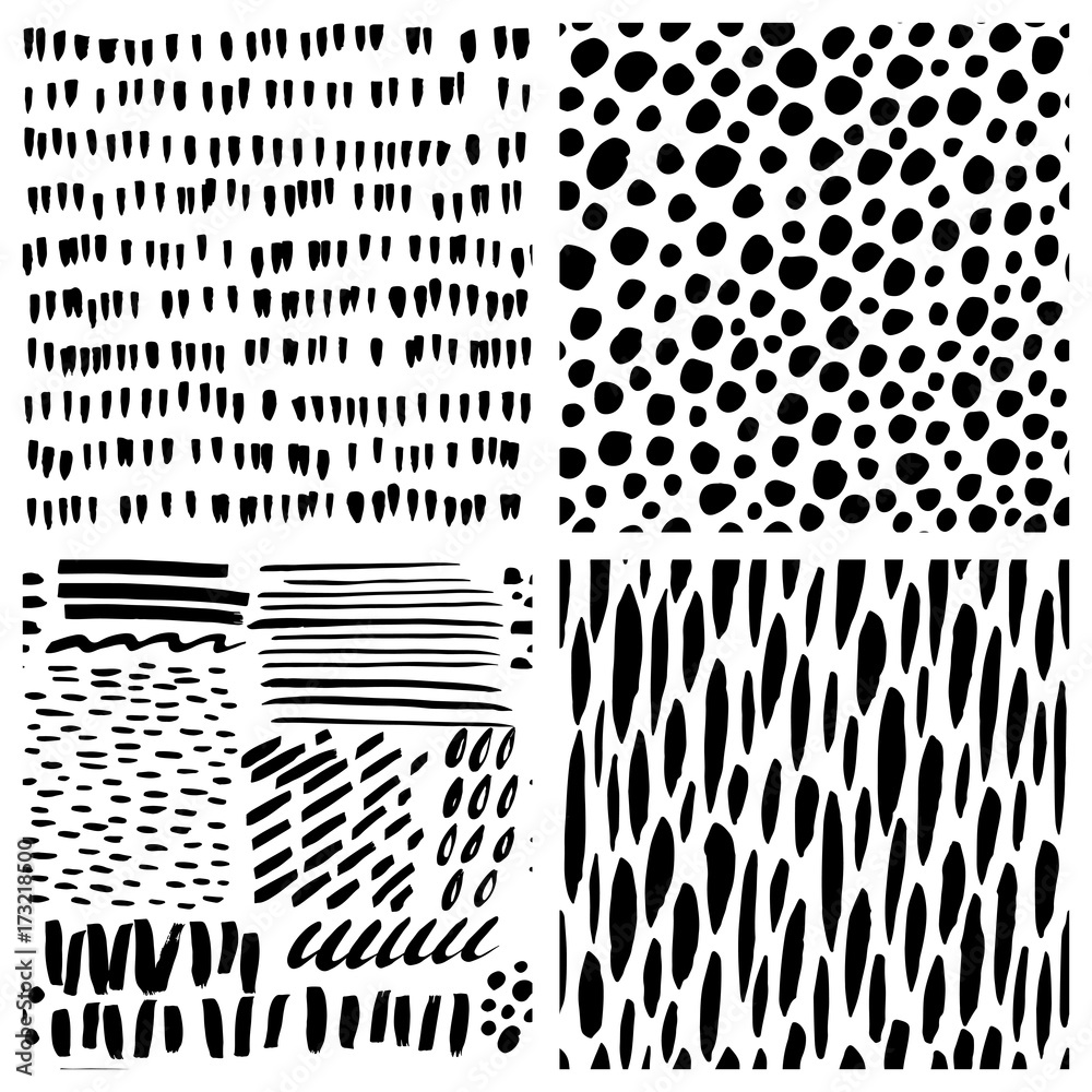 Seamless pattern with hand drawn brush strokes. Black and white abstract background. Seamless pattern with hand drawn brush strokes. Black and white abstract background.