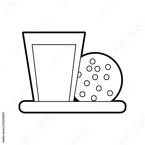 sweet cookie and glass milk breakfast vector illustration