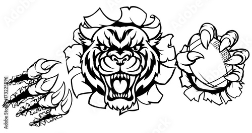 Tiger American Football Ball Breaking Background