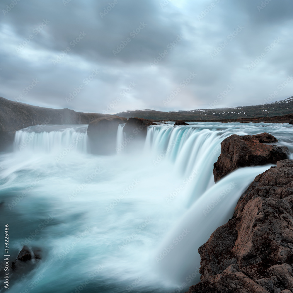 Godafoss waterfall on Skjalfandafljot river Godafoss waterfall on Skjalfandafljot river
