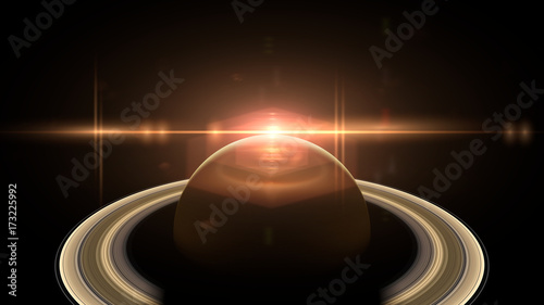 Fototapeta Naklejka Na Ścianę i Meble -  beautiful sunrise over the planet Saturn