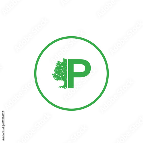 geen tree letter p logo