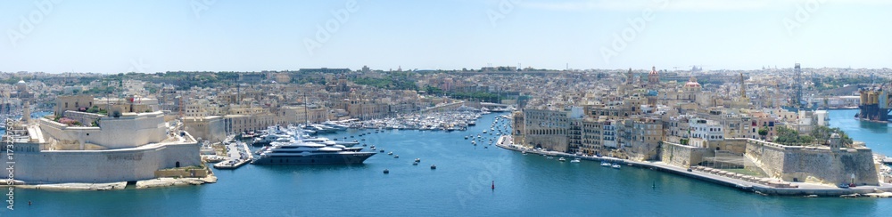 Aerial panorama of Valletta, Malta.