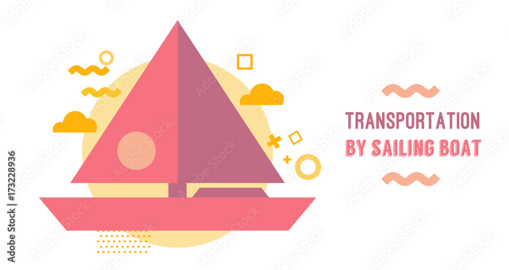 Transportation by Sailing boat illustration. background and banner template.
