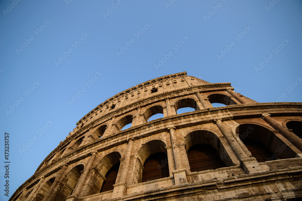 Beautiful landscape of the Colosseum in Rome.