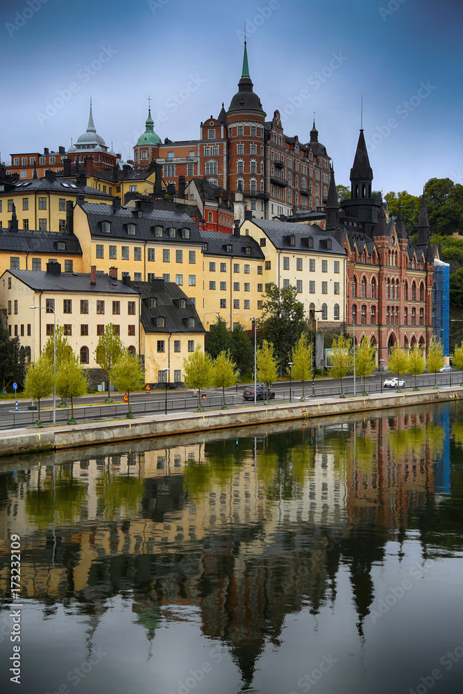 Beautiful view of Sodermalm district in Stockholm, Sweden
