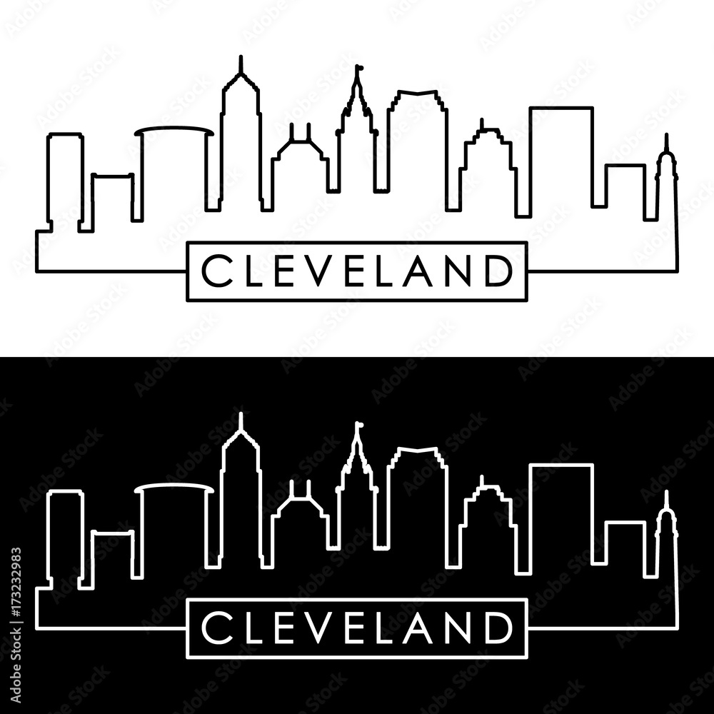 Cleveland linear skyline. Line art. Editable vector file. Cleveland linear skyline. Line art. Editable vector file.