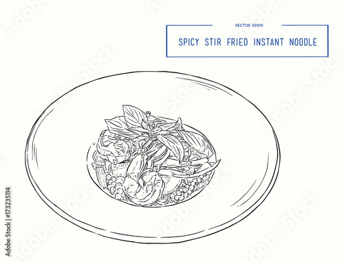spicy stir fried instant noodle .