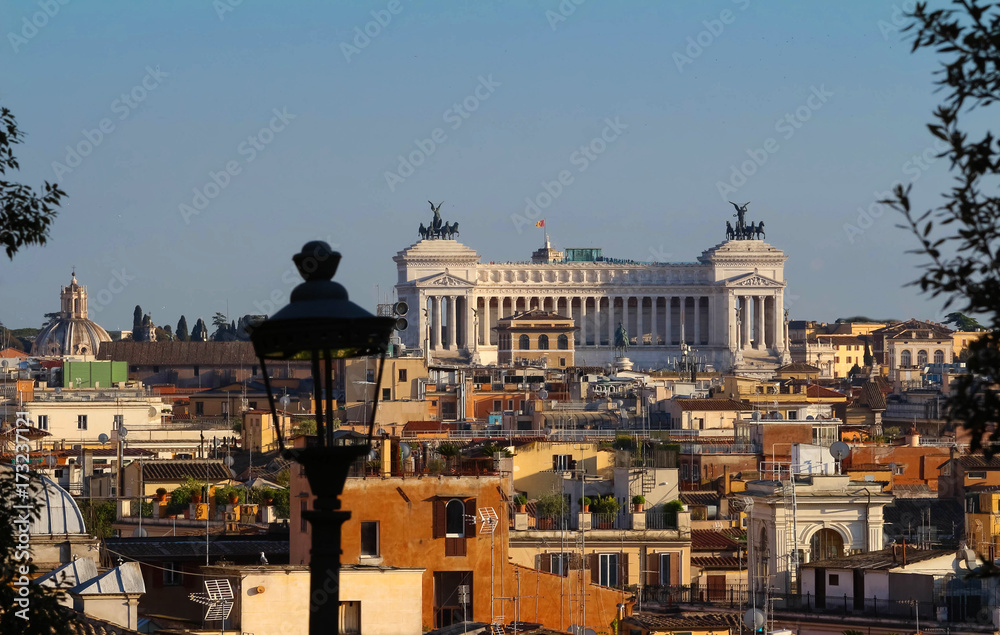 Panoramic aerial wonderful view of Rome with Altar of the Fatherland , Rome, Italy