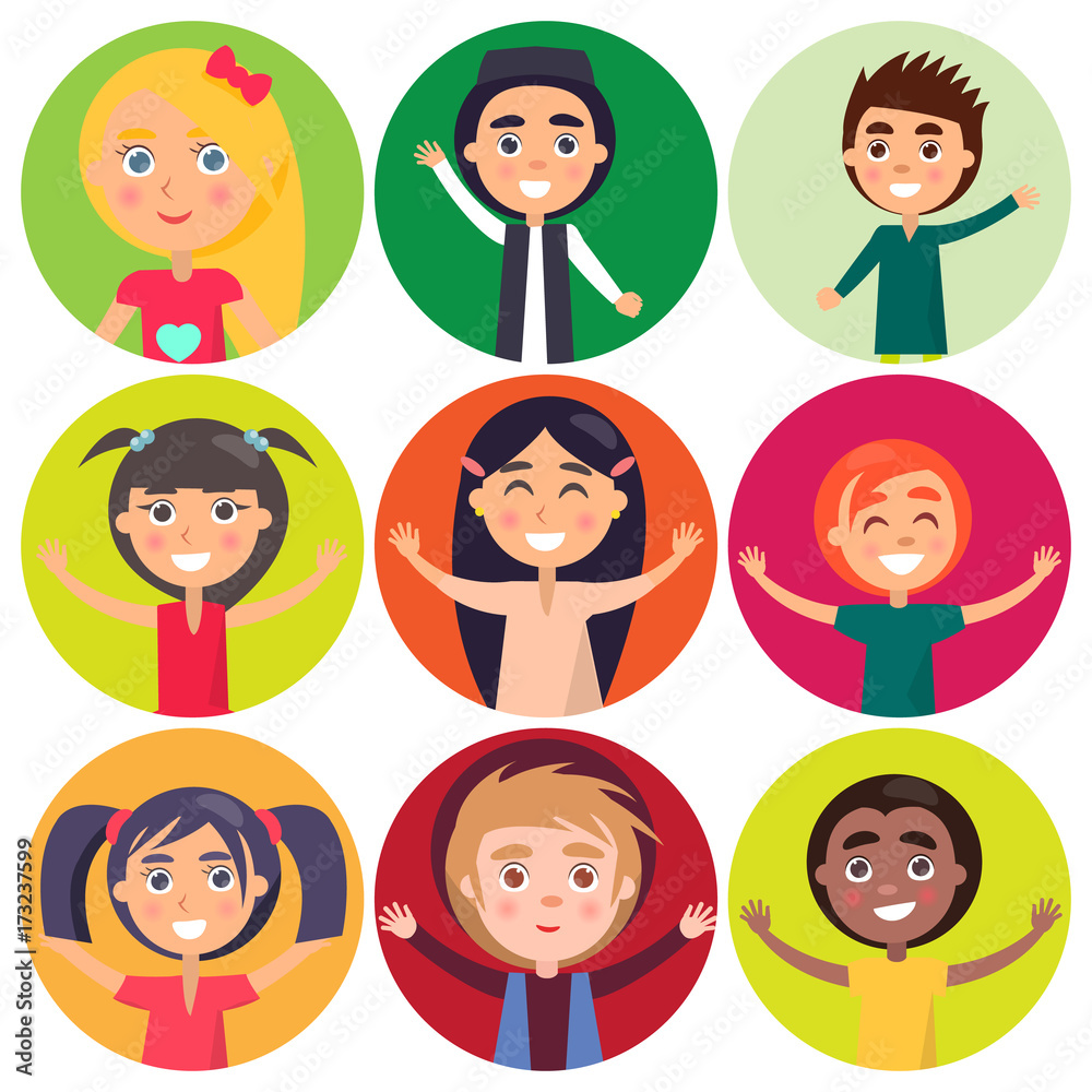 Kids of Various Ethnic Groups Isolated Vector Kids of Various Ethnic Groups Isolated Vector
