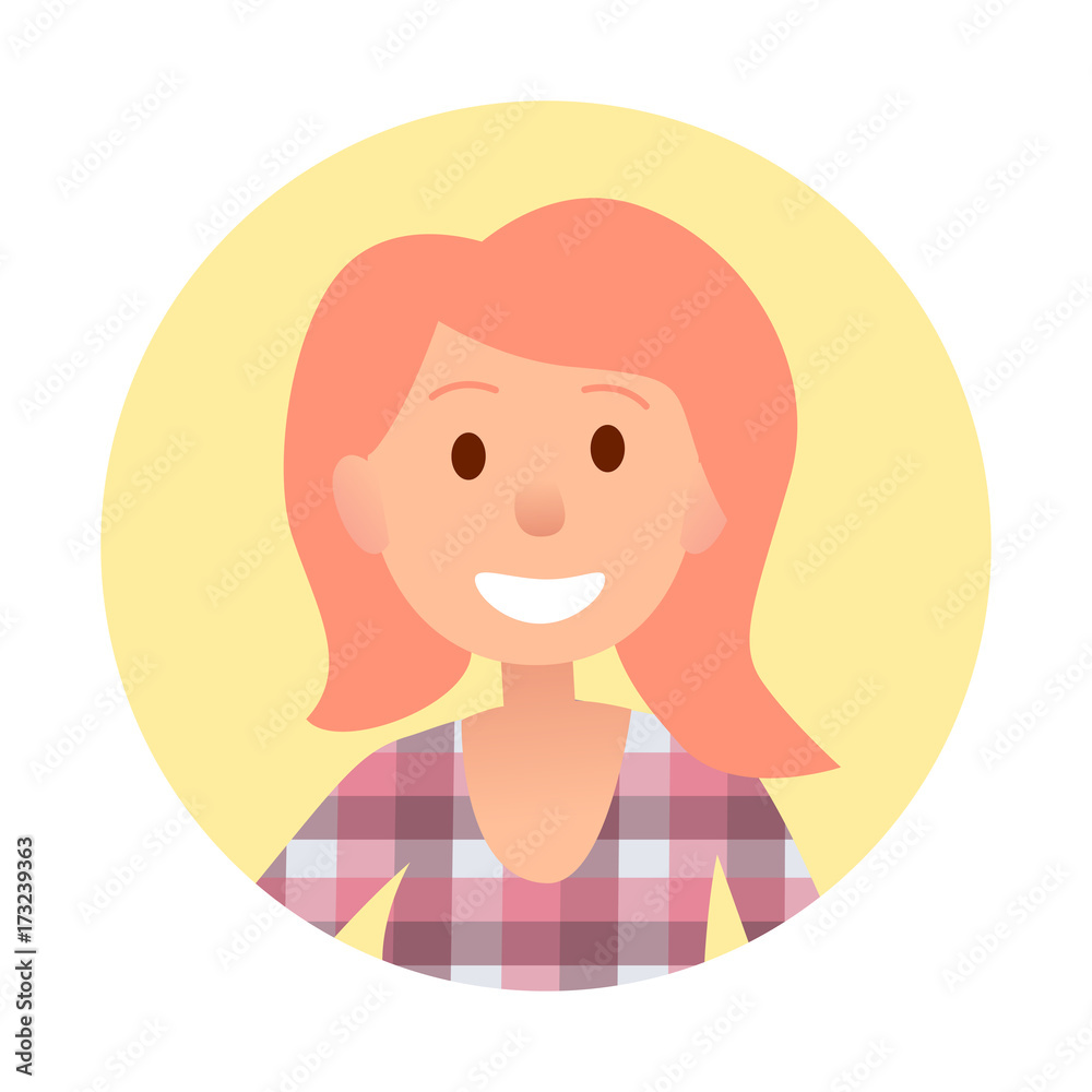 Redhead Girl with Broad Smile Portrait in Circle Redhead Girl with Broad Smile Portrait in Circle