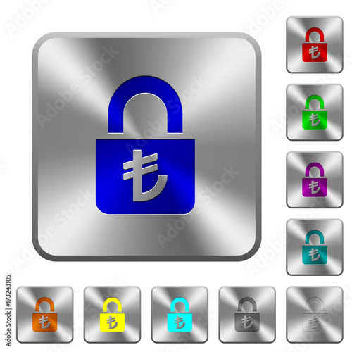 Locked lira rounded square steel buttons