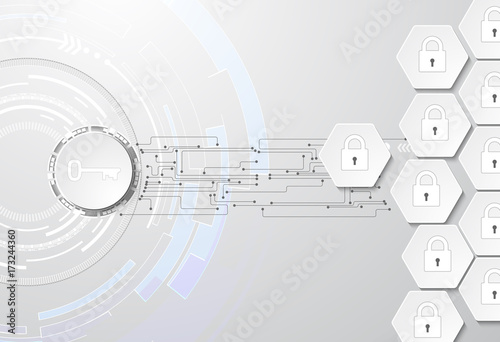 Data protection abstract background with key and locks