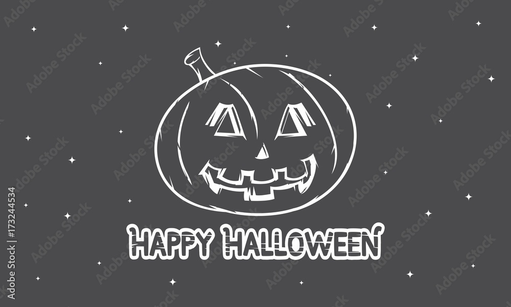 Fototapeta premium Happy Halloween Vector Illustration Isolated in Night Sky For Website Banner, Landing Page, Brochure, Posters, Flyer, Greeting Card, Celebration Card