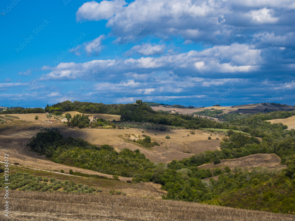 A beautiful day in Tuscany Italy with blue sky