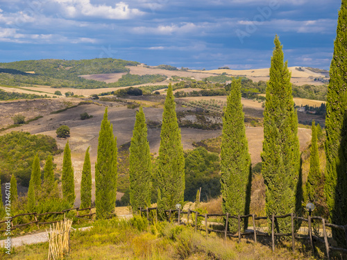 Blue sky over the Tuscany in Italy