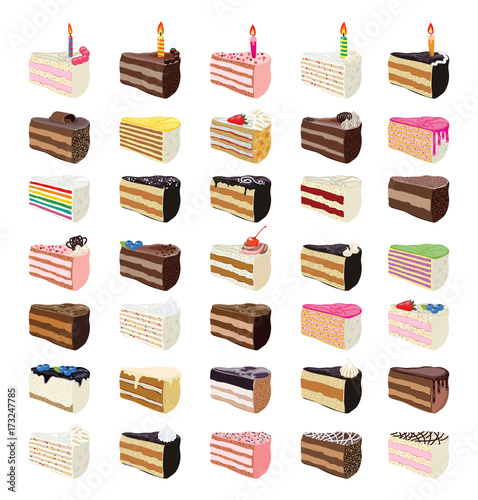 vector sweet cake slices
