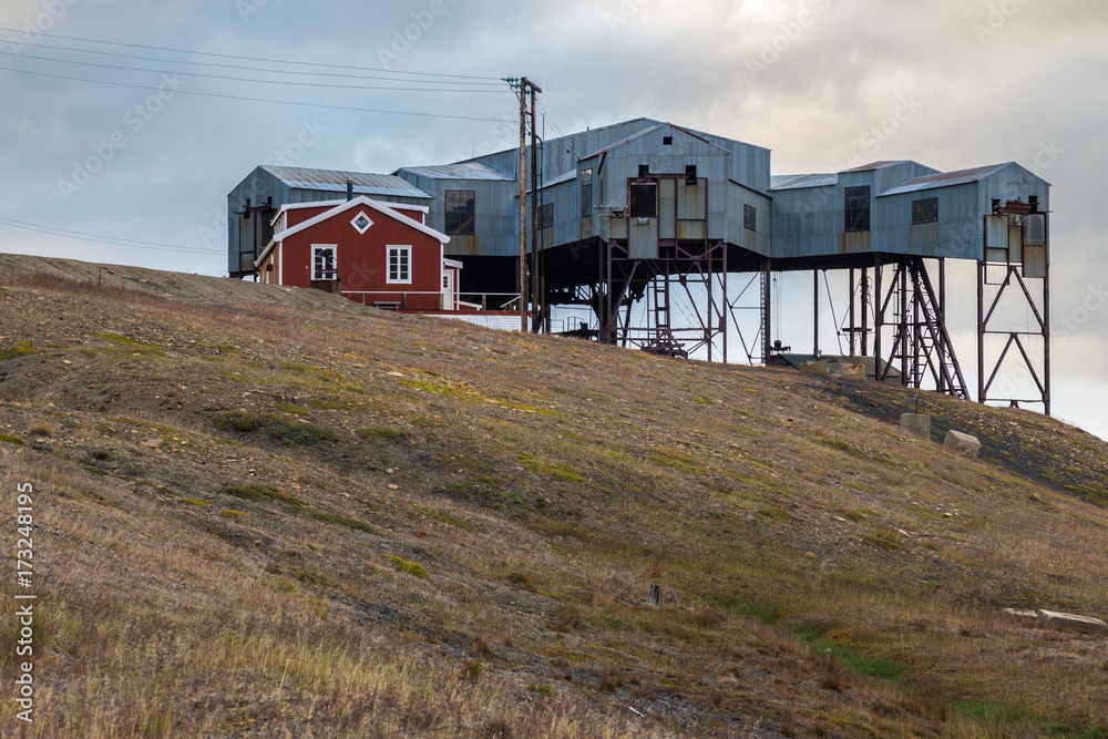 Cableway center in Svalbard used to transport coal Cableway center in Svalbard used to transport coal