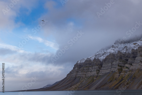 Brisingefjellet - colorful rocks in Billefjorden, Svalbard photo